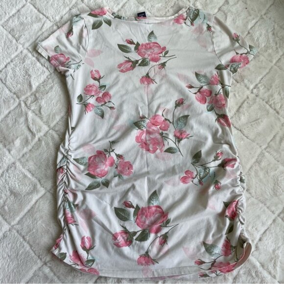 Oh Baby By Motherhood | Cream and Rose Floral Maternity T-Shirt | Size Medium - Picture 4 of 10